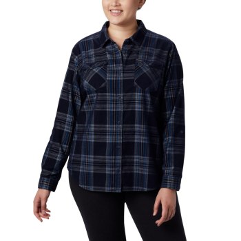 Columbia Overhemd Dames, Times Two Corduroy Long Sleeve Plus Size Donkerblauw, 64ADIZVNR